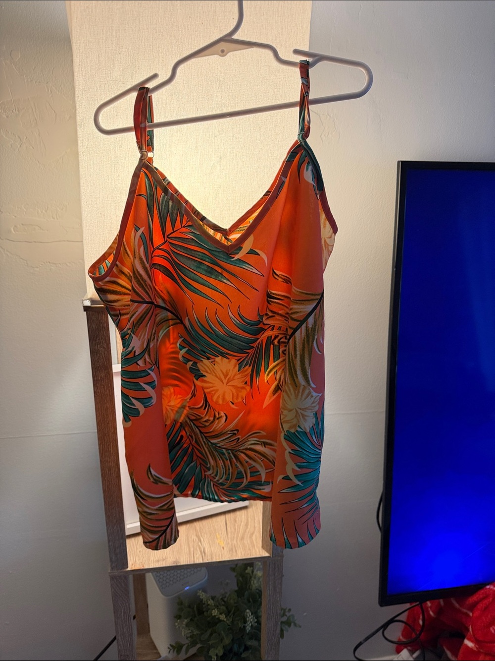 SHEIN Orange Tropical Leaf Print Cami